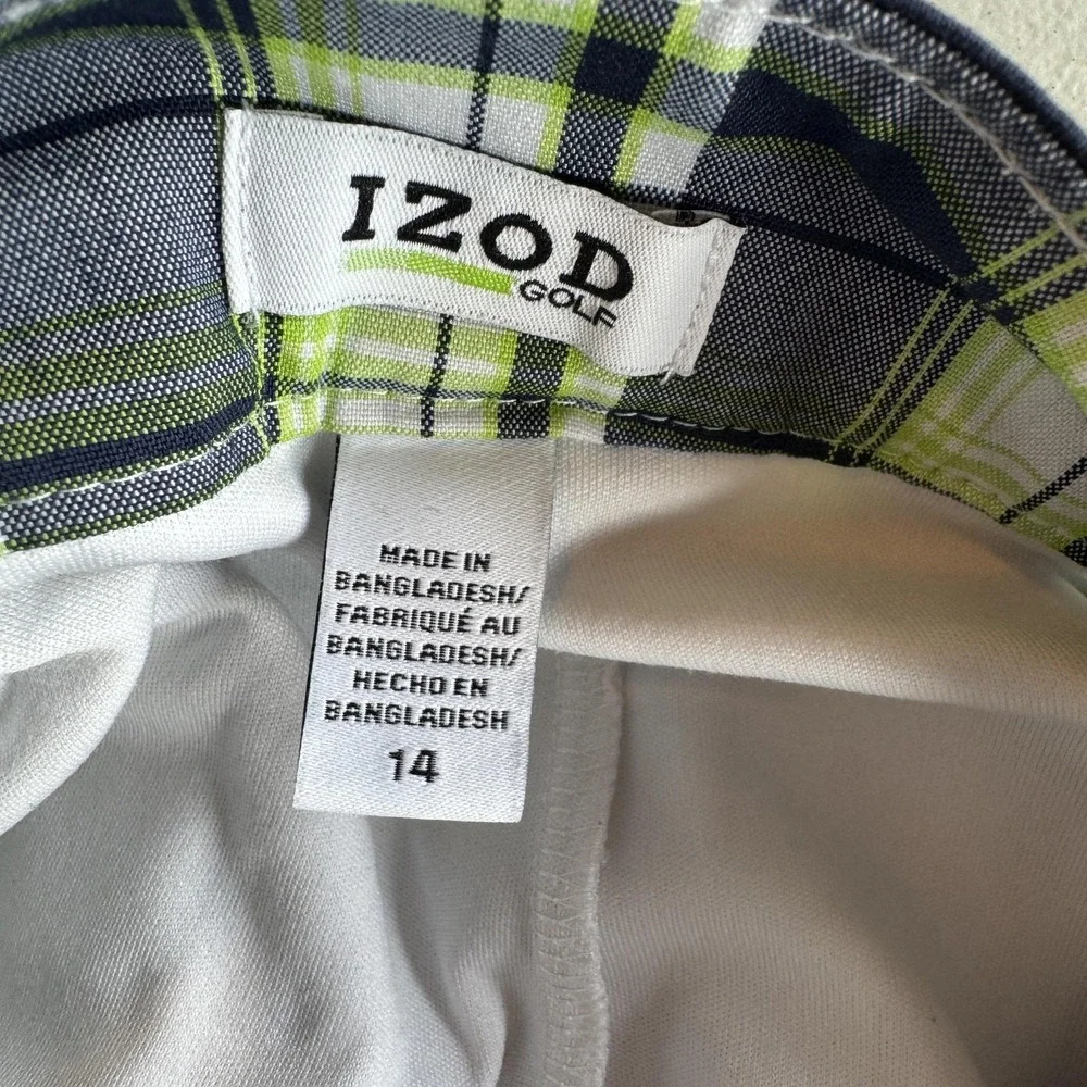 IZOD Golf Skort Womens 14 Blue Green‎ Plaid Lined Pockets Athletic Summer Casual